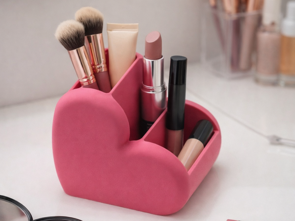 ❤️ Organizador de Maquillaje y Escritorio en Forma de Corazón – Belleza y Encanto en Armonía ✨