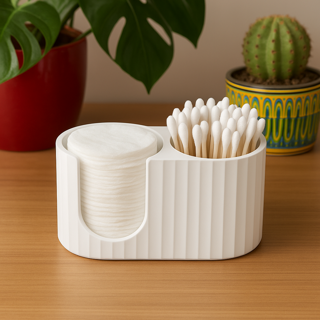 🌸 Soporte Elegante para Bastoncillos y Discos Desmaquillantes – Organización y Estilo para tu Rutina de Belleza ✨